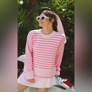 Addison Bay Pink Striped Crewneck Sweater